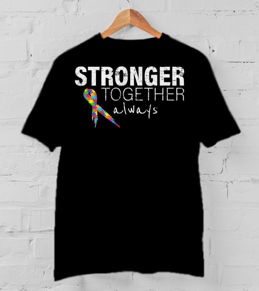 Stronger Together Always Autism Awareness Puzzle T-Shirt