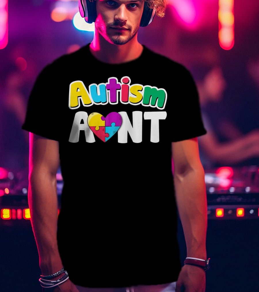 Autism Aunt Heart Puzzle Awareness T-Shirt