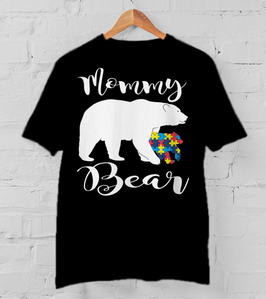 Mommy Bear Autism Puzzle Piece Family T-Shirt