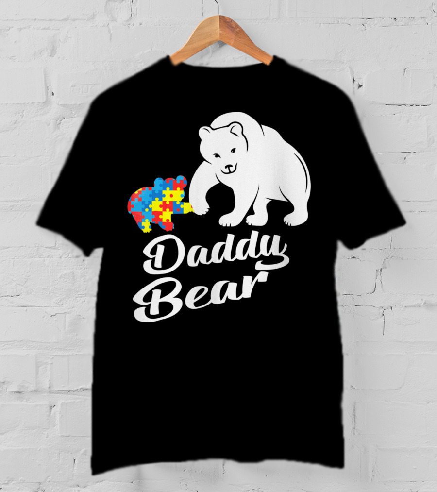 Daddy Bear Autism Puzzle Heart T-Shirt