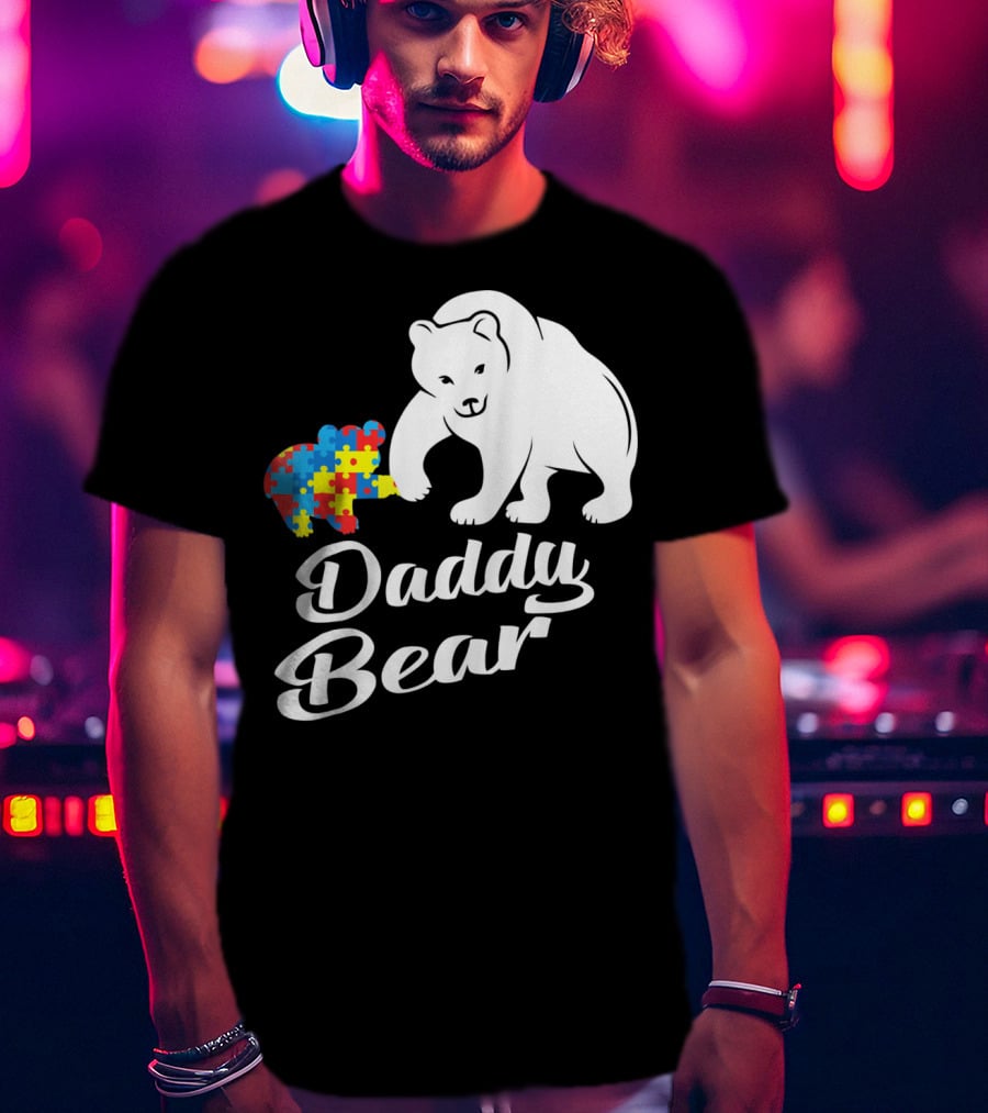 Daddy Bear Autism Puzzle Heart T-Shirt