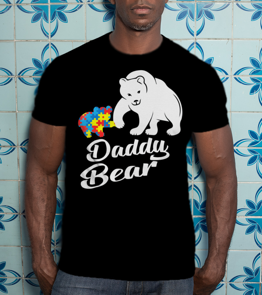 Daddy Bear Autism Puzzle Heart T-Shirt