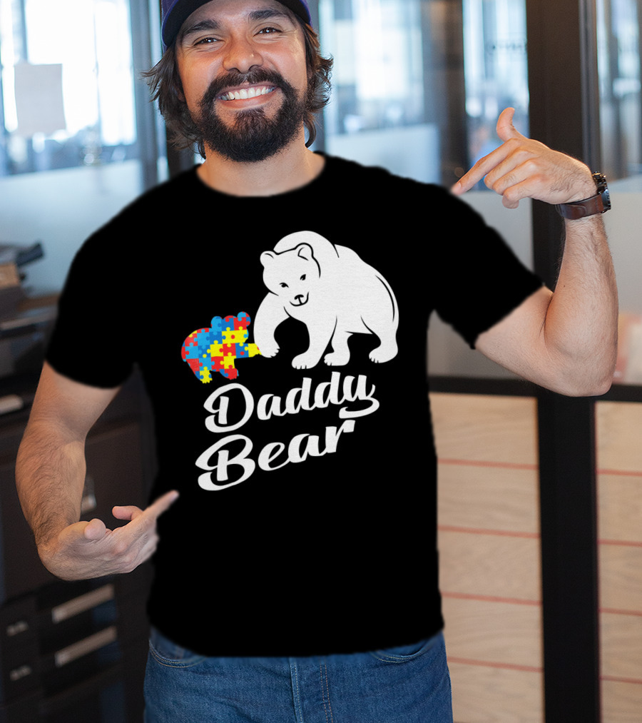 Daddy Bear Autism Puzzle Heart T-Shirt