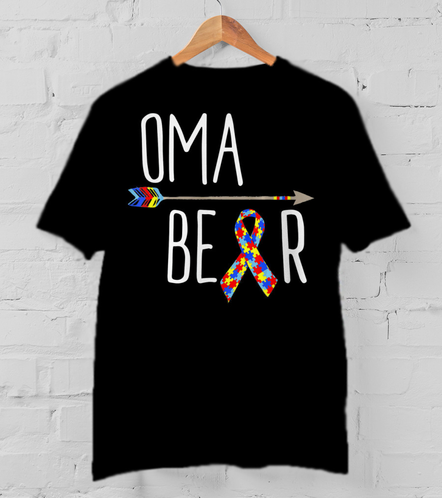 Oma Bear Autism Awareness Arrow Puzzle T-Shirt