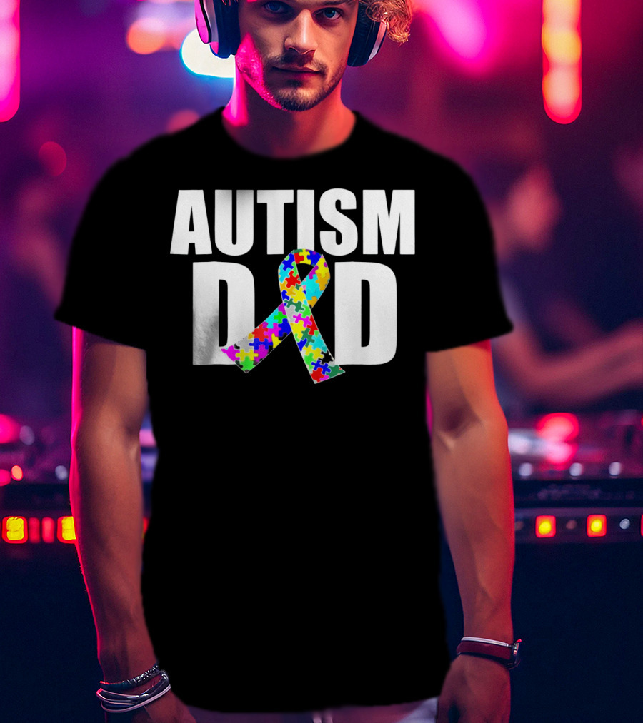 Autism Spectrum Awareness Autism Dad Puzzle T-Shirt