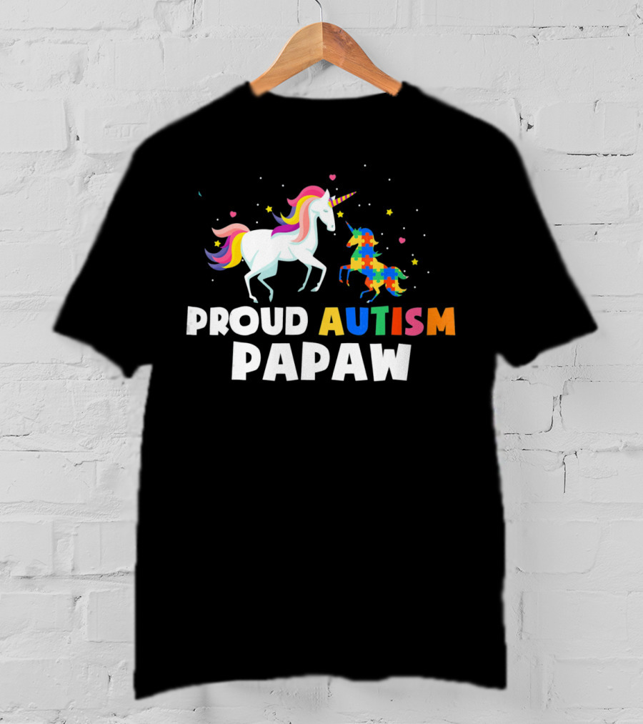 Proud Autism PAPAW Unicorn Autism Awareness T-Shirt