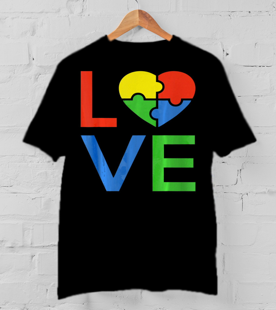 LOVE Heart Puzzle Autism Awareness Autistic T-Shirt