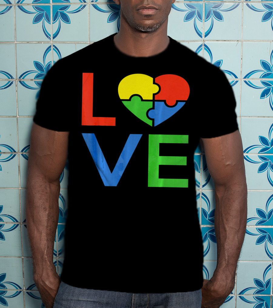 LOVE Heart Puzzle Autism Awareness Autistic T-Shirt