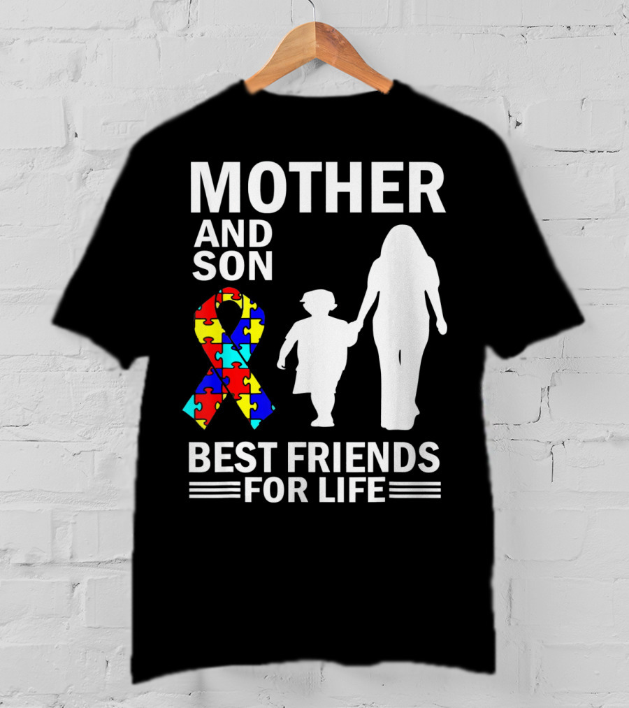 Mother And Son Autism Awareness Best Friends For Life Puzzle T-Shirt