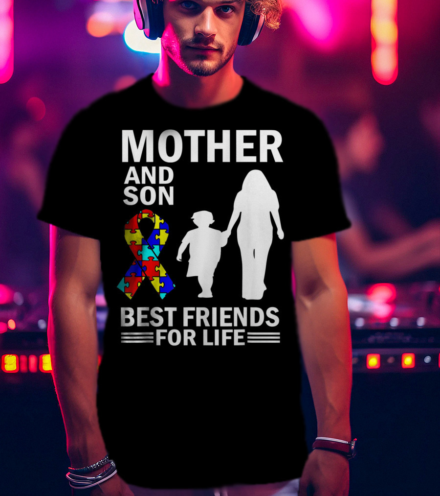 Mother And Son Autism Awareness Best Friends For Life Puzzle T-Shirt