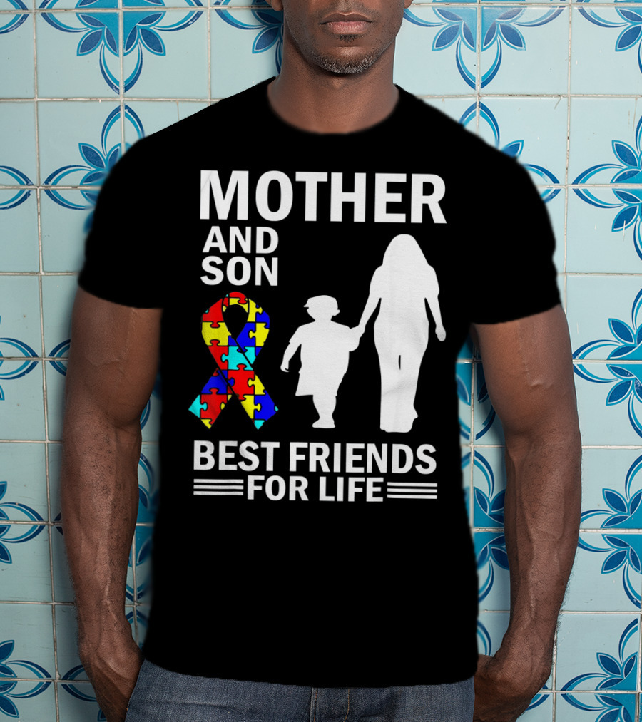 Mother And Son Autism Awareness Best Friends For Life Puzzle T-Shirt
