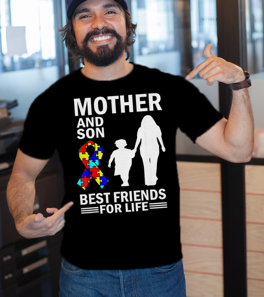 Mother And Son Autism Awareness Best Friends For Life Puzzle T-Shirt