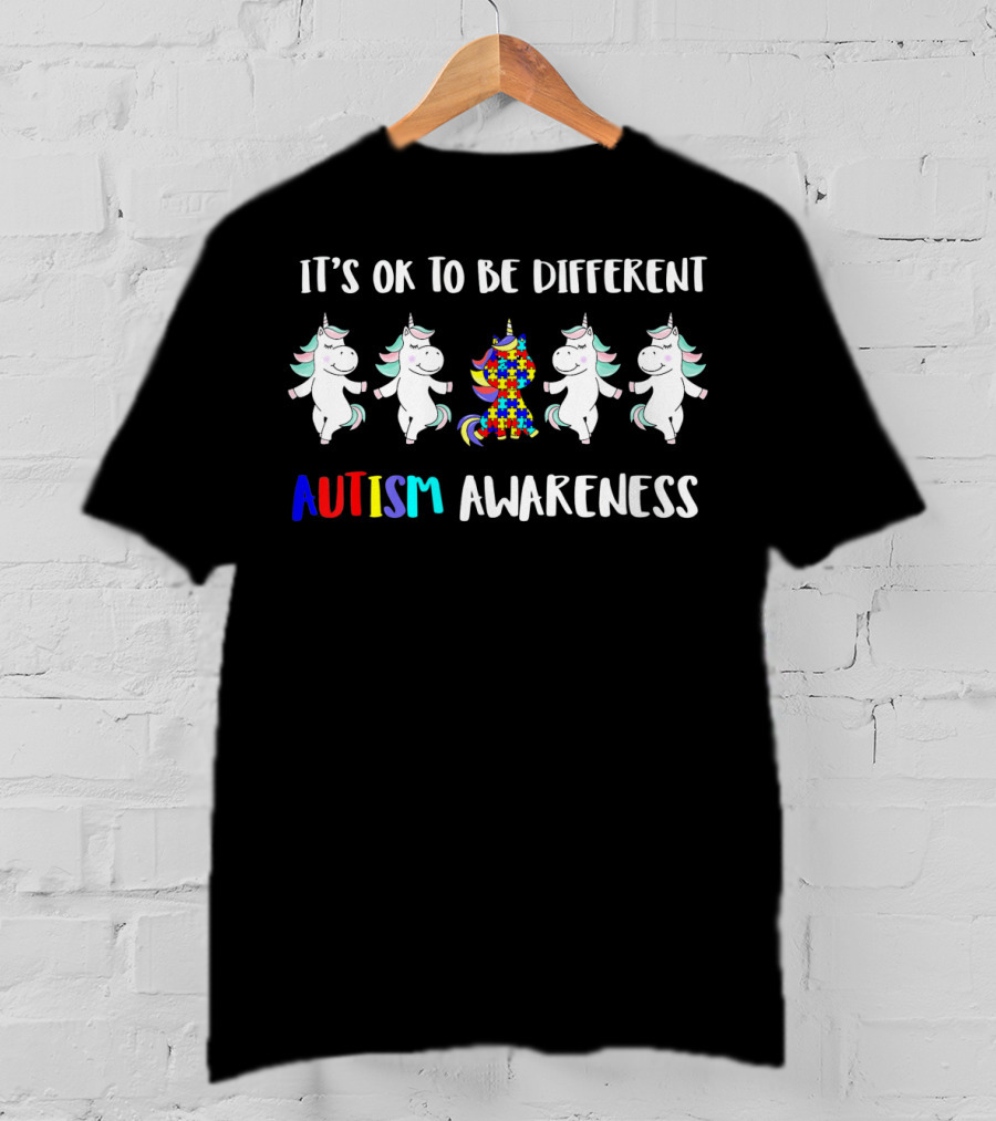 It's Ok To Be Different Autism Awareness Unicorn T-Shirt