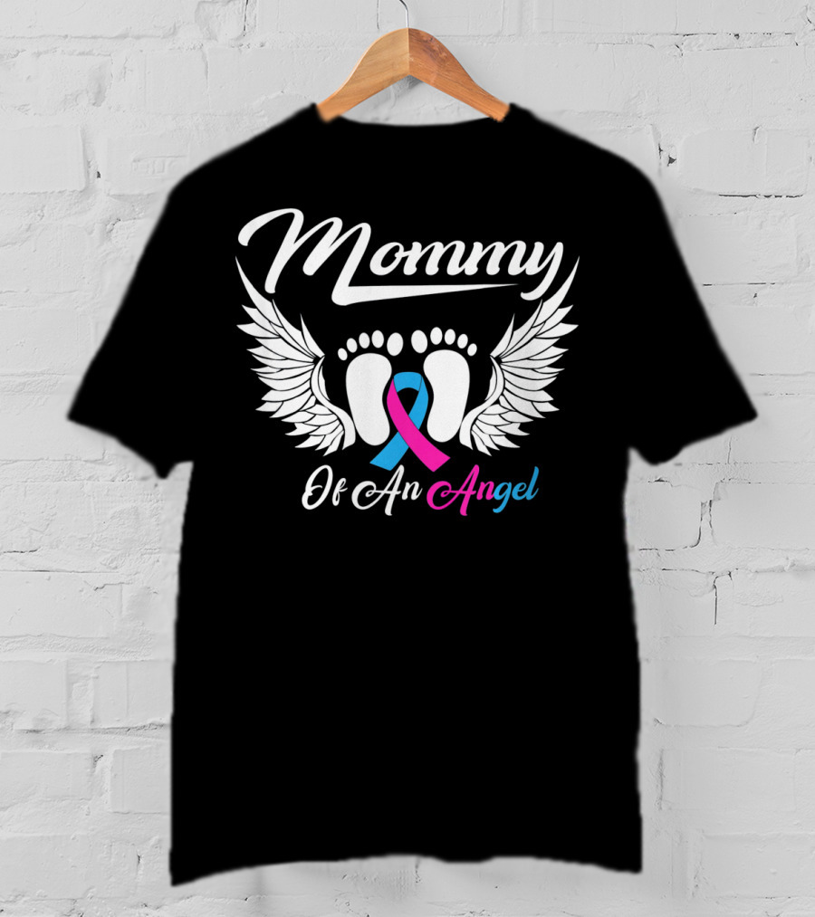 Mommy Of An Angel Miscarriage Awareness Footprints And Wings T-Shirt