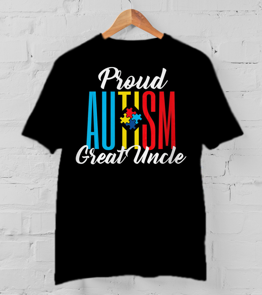 Proud Autism Great Uncle Awareness Puzzle Support T-Shirt