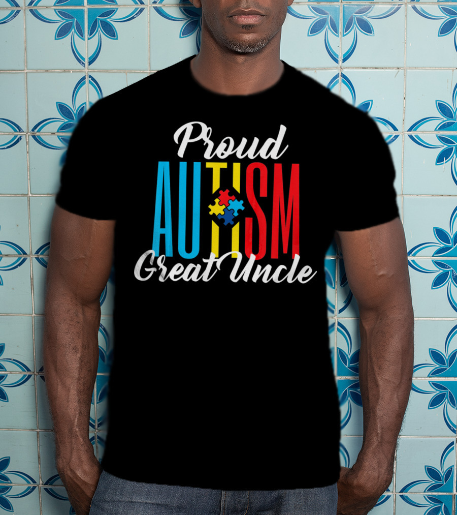 Proud Autism Great Uncle Awareness Puzzle Support T-Shirt