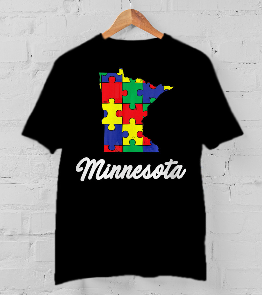Minnesota Autism Awareness Puzzle Map T-Shirt
