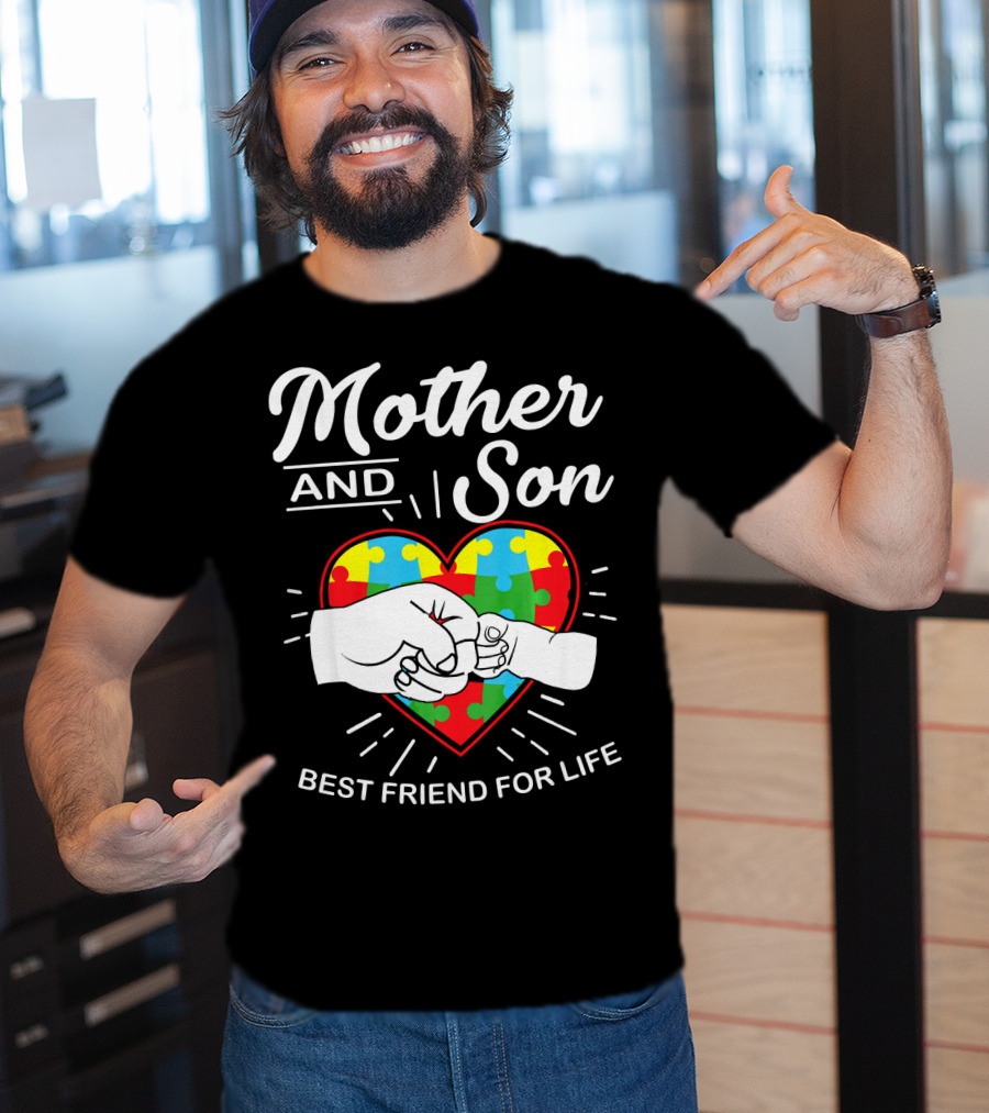 Mother And Son Autism Awareness Heart Best Friend For Life T-Shirt