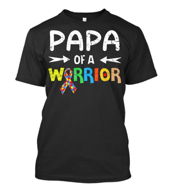 Papa Of A Warrior Autism Awareness Puzzle T-Shirt