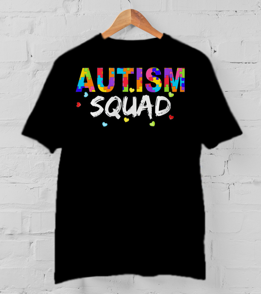 Autism Squad Puzzle Piece Heart Awareness T-Shirt