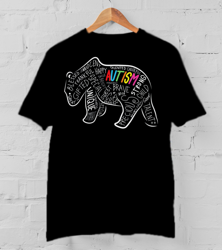 Autism Awareness Papa Bear Blessed Gifted Unique Precious Brave Birthday T-Shirt