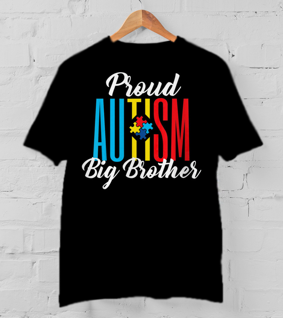 Proud Autism Big Brother Awareness Puzzle Colors T-Shirt