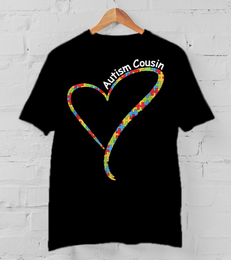 Autism Cousin Puzzle Heart Awareness T-Shirt