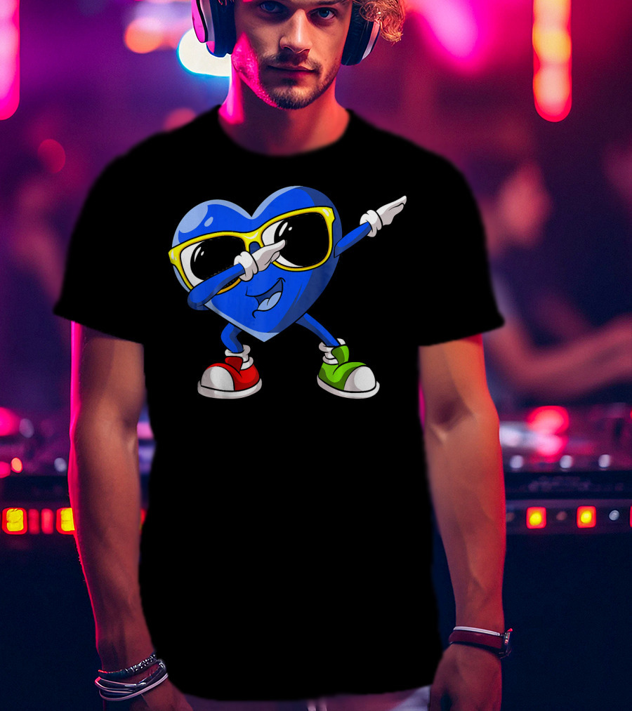 Autism Awareness Dabbing Heart Blue Love Sunglasses Red Green Shoes T-Shirt