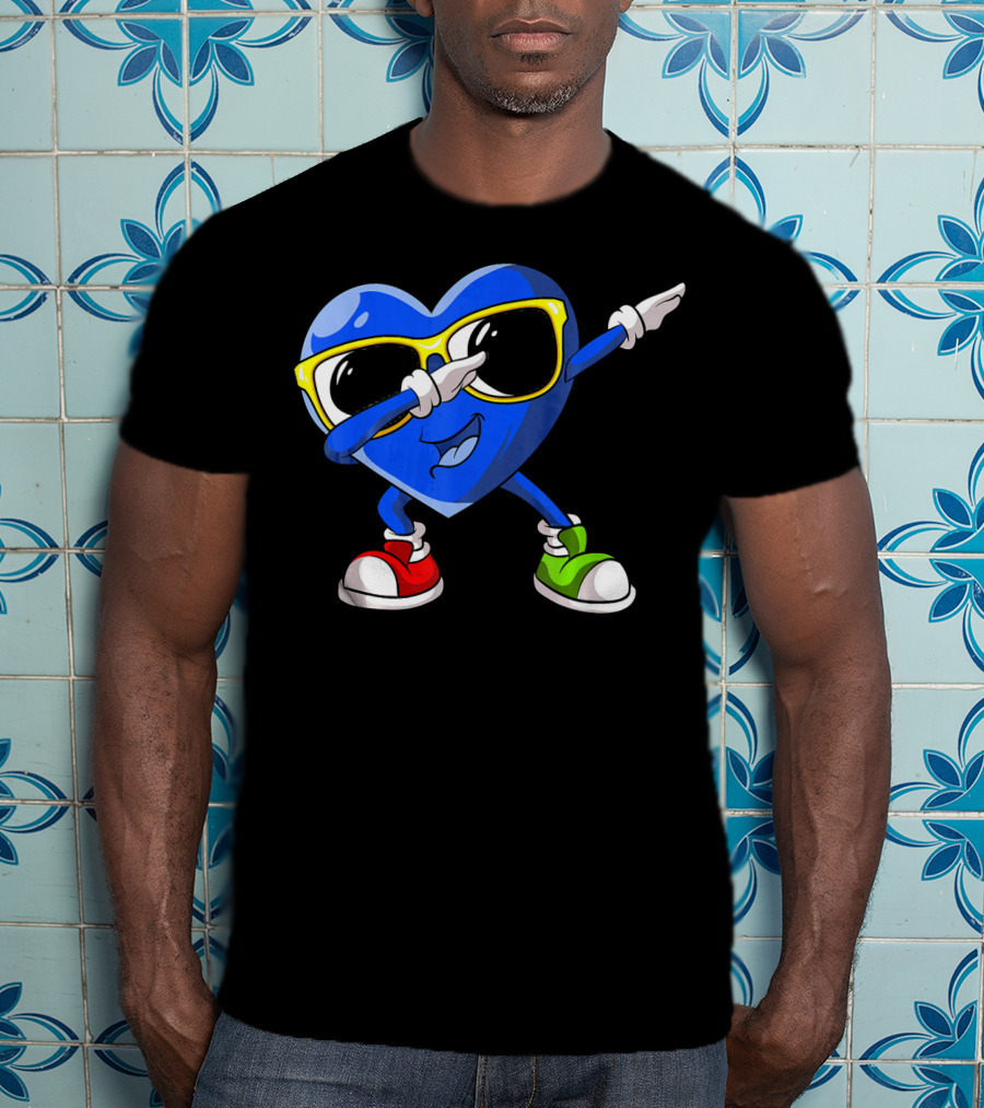 Autism Awareness Dabbing Heart Blue Love Sunglasses Red Green Shoes T-Shirt