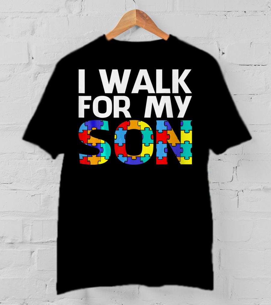 Autism Awareness I Walk For My Son Puzzle Piece T-Shirt