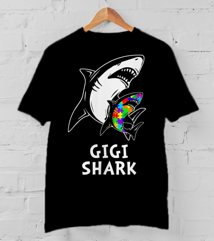 Gigi Shark Autism Awareness Puzzle Sharks T-Shirt