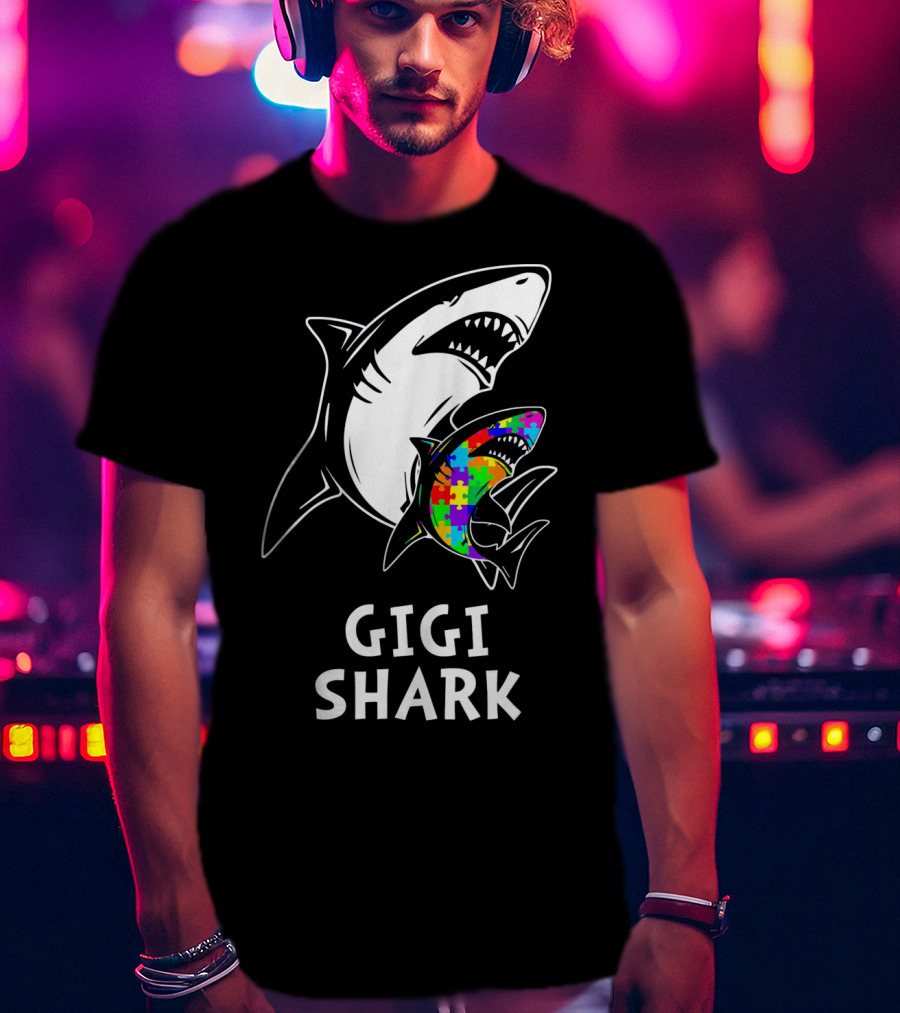 Gigi Shark Autism Awareness Puzzle Sharks T-Shirt