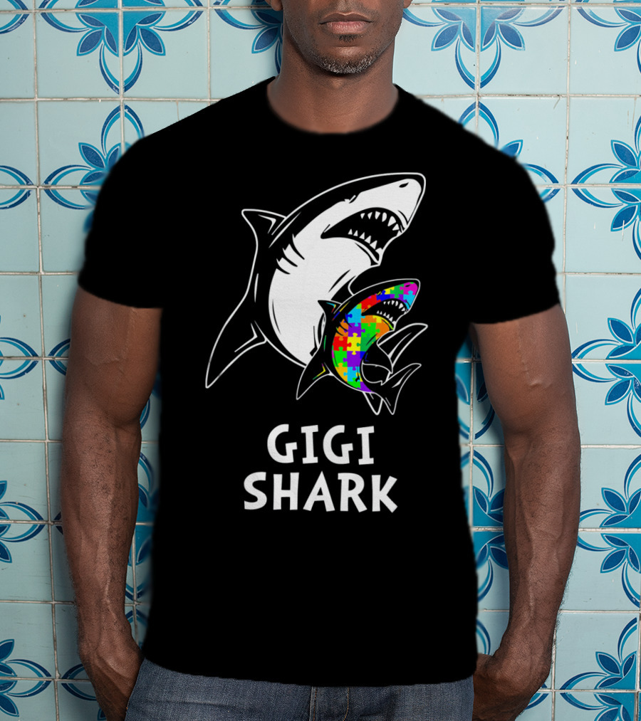 Gigi Shark Autism Awareness Puzzle Sharks T-Shirt