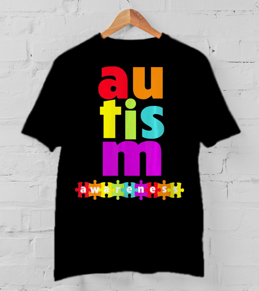 Autism Awareness Rainbow Puzzle Piece Autism Awareness T-Shirt
