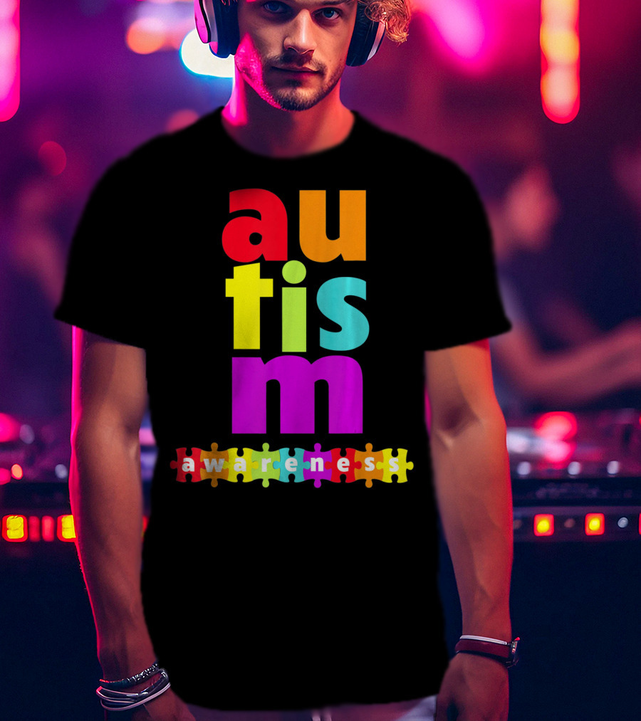Autism Awareness Rainbow Puzzle Piece Autism Awareness T-Shirt