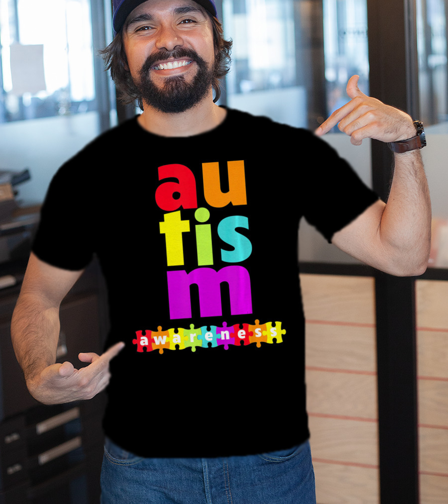 Autism Awareness Rainbow Puzzle Piece Autism Awareness T-Shirt