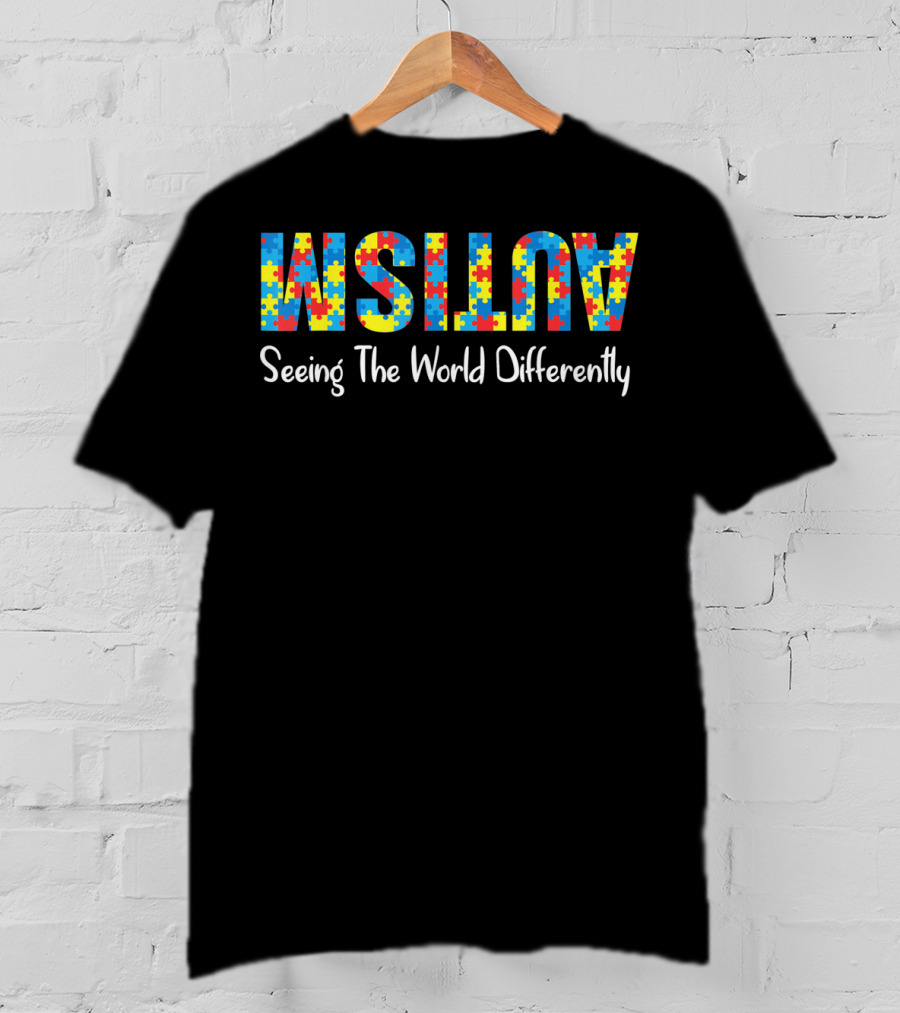 Mens Autism Awareness Seeing The World Differently T-Shirt