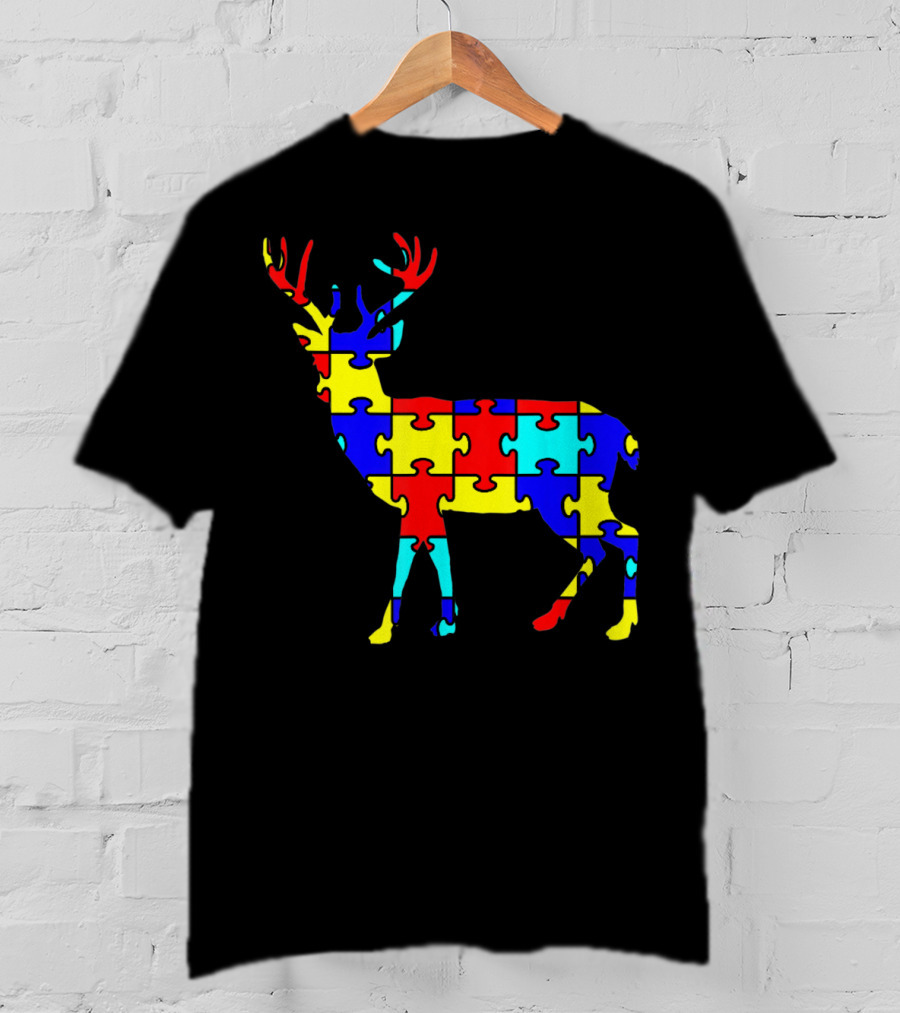 Deer Puzzle Autism Awareness Wildlife T-Shirt