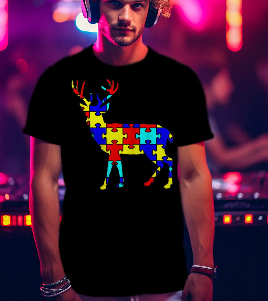 Deer Puzzle Autism Awareness Wildlife T-Shirt