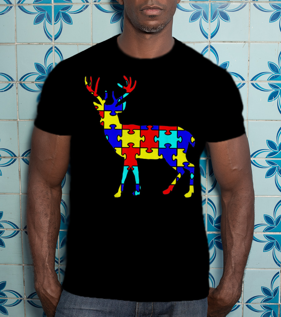 Deer Puzzle Autism Awareness Wildlife T-Shirt