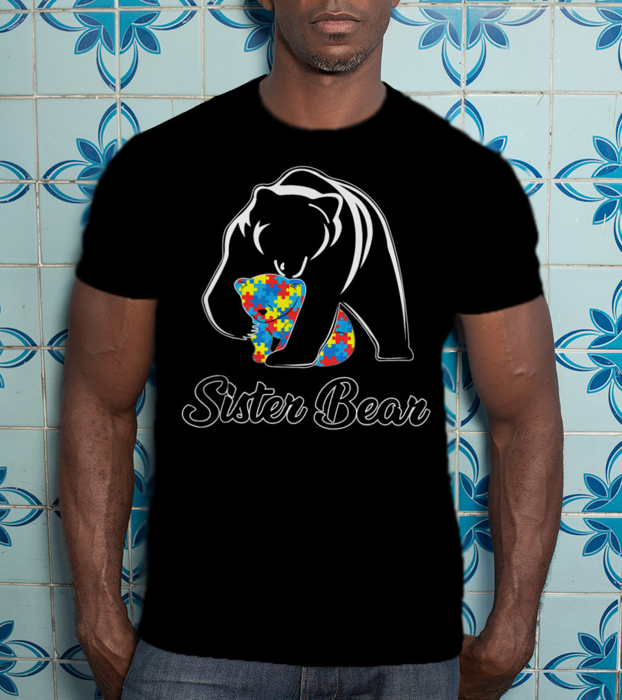 Sister Bear Autism Awareness Puzzle T-Shirt