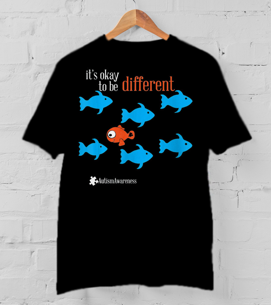 It's Okay To Be Different Autism Awareness Puzzle Fish T-Shirt
