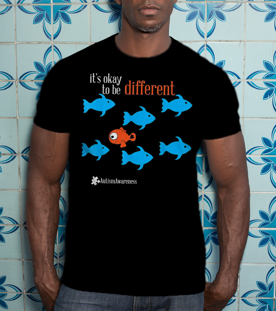 It's Okay To Be Different Autism Awareness Puzzle Fish T-Shirt