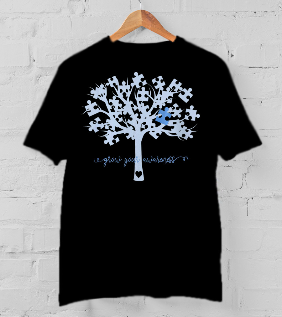 Grow Your Awareness Tree Jigsaw Puzzle Heart T-Shirt