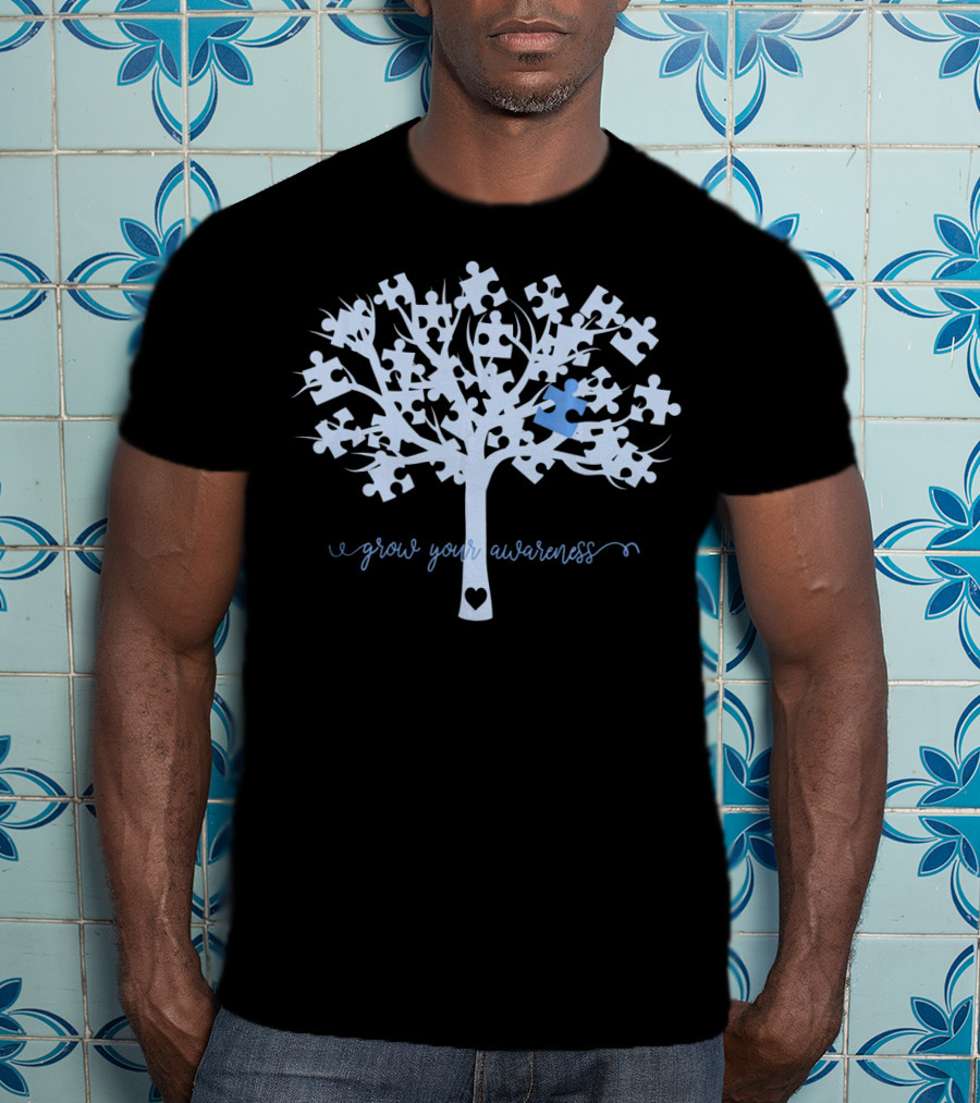Grow Your Awareness Tree Jigsaw Puzzle Heart T-Shirt