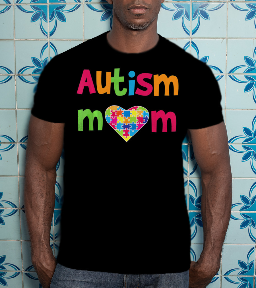 Autism Mom Heart Puzzle Autistic Awareness T-Shirt