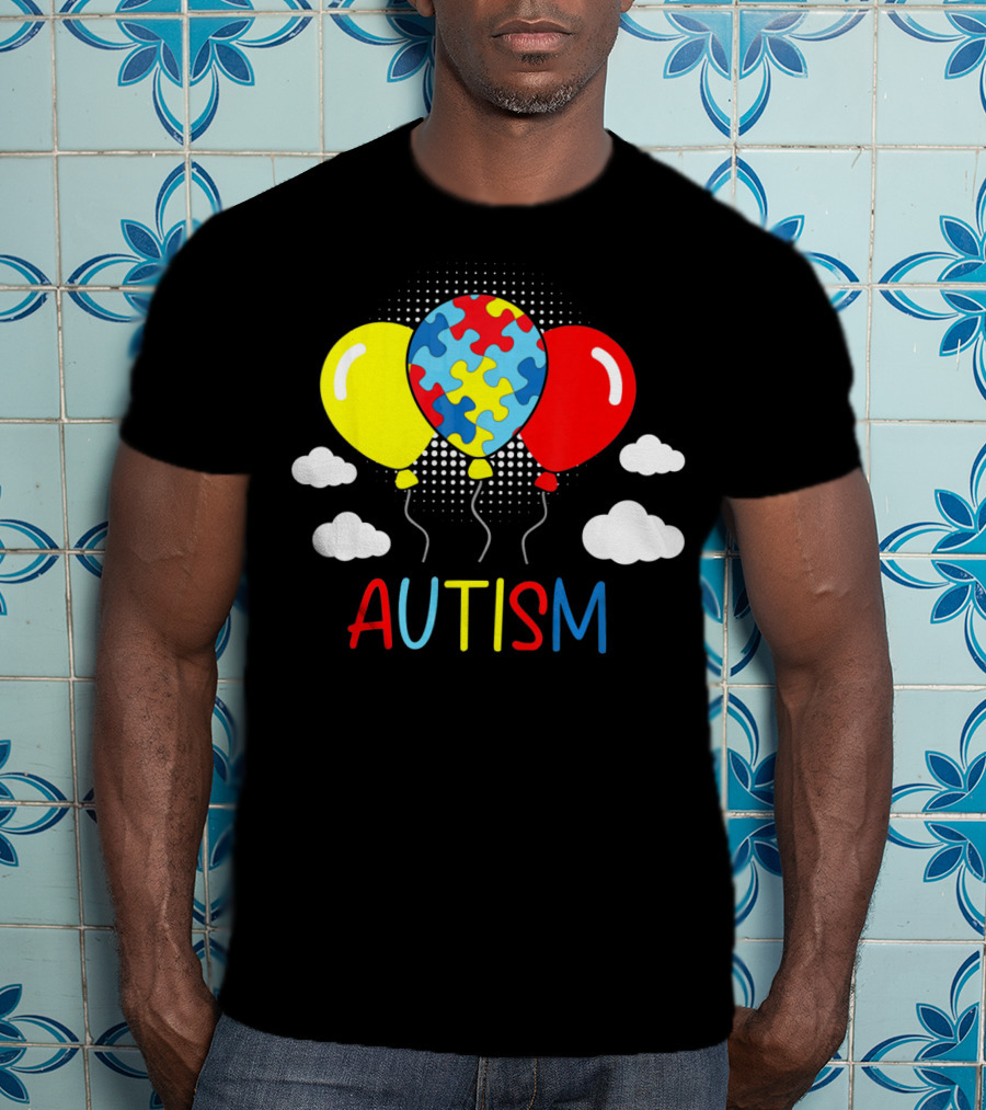 Autism Awareness Balloons Puzzle Clouds T-Shirt