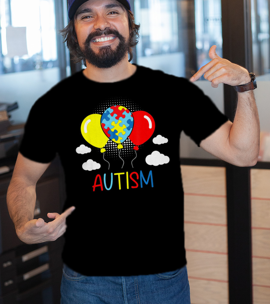 Autism Awareness Balloons Puzzle Clouds T-Shirt