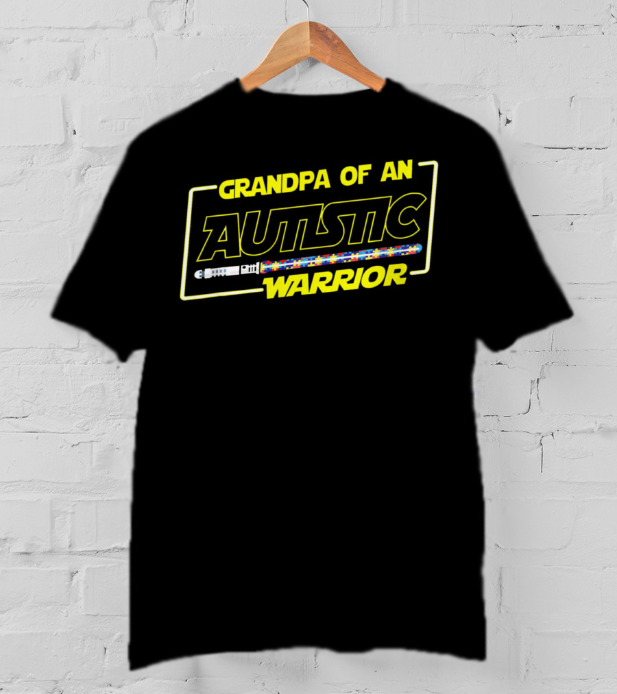 Grandpa Of An Autistic Warrior Autism Awareness T-Shirt