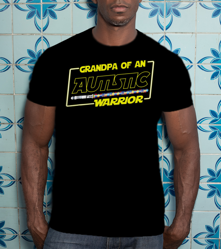 Grandpa Of An Autistic Warrior Autism Awareness T-Shirt